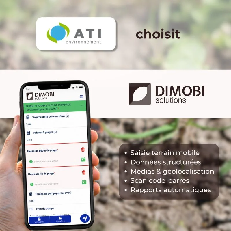ATI Environnement choisit DIMOBI Solutions : le formulaire de purge d'un prélèvement d'eau sur téléphone.